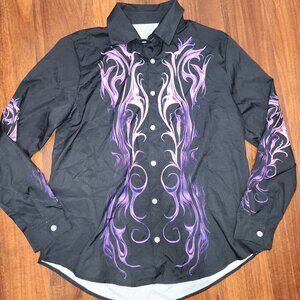 Men's Purple and black alternative pattern long sleeve shirt